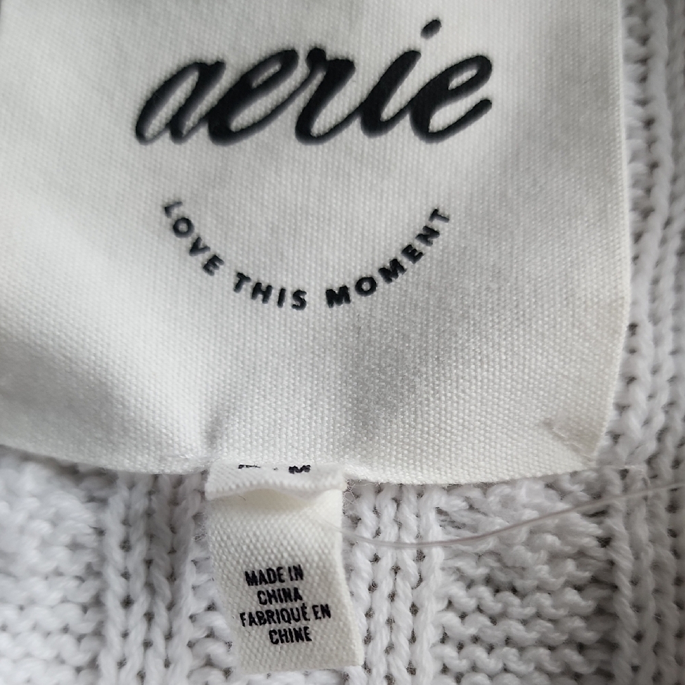 Aerie White Cable Knit Women's Sweater - Picture 3 of 5